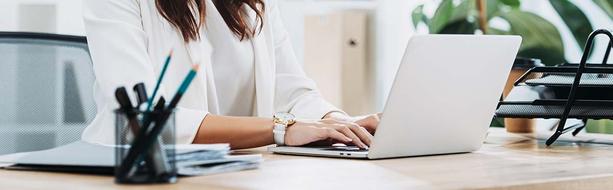 woman working on her laptop